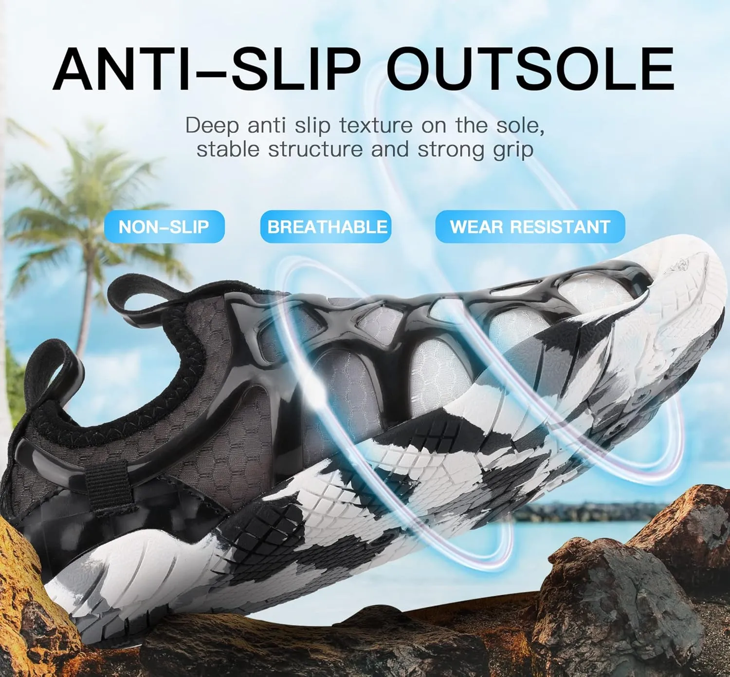 SIPUHK Womens Mens Water Shoes Quick Dry Slip-on Barefoot for Swim Surf Diving Beach Pool Aqua Sports Walking Yoga