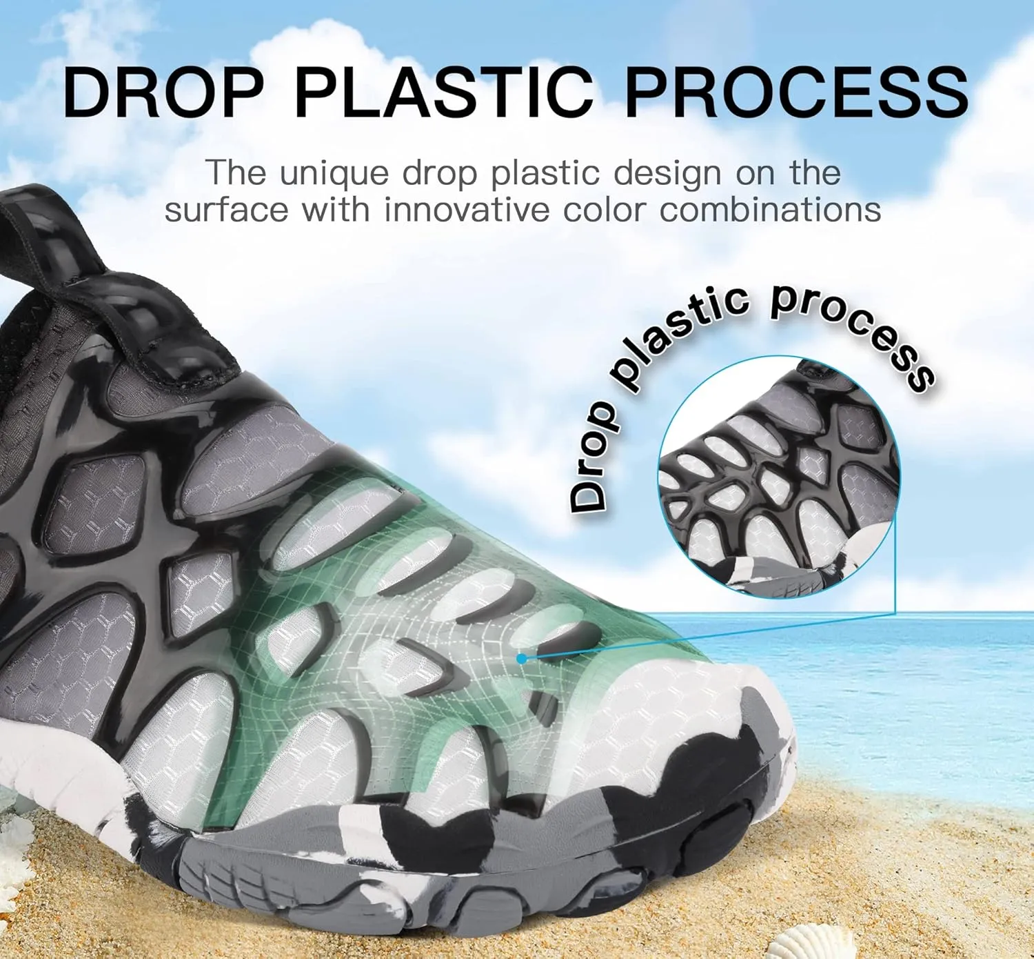 SIPUHK Womens Mens Water Shoes Quick Dry Slip-on Barefoot for Swim Surf Diving Beach Pool Aqua Sports Walking Yoga