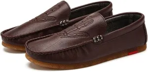Smoking Loafer for Men Skeleton Vegan Leather Stitching Details Round Toe Rubber Sole Flexible Lightweight Flat Heel Driving Slip on for Any Attire