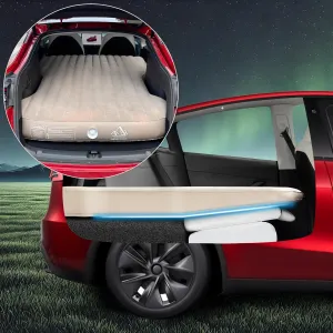 Snowy Dunes Perfect Slope Tesla Model Y Air Mattress: Upgraded True Flat 3D Fit Customization, with 12V/110V Air Pump, Camping Nap Sleeping