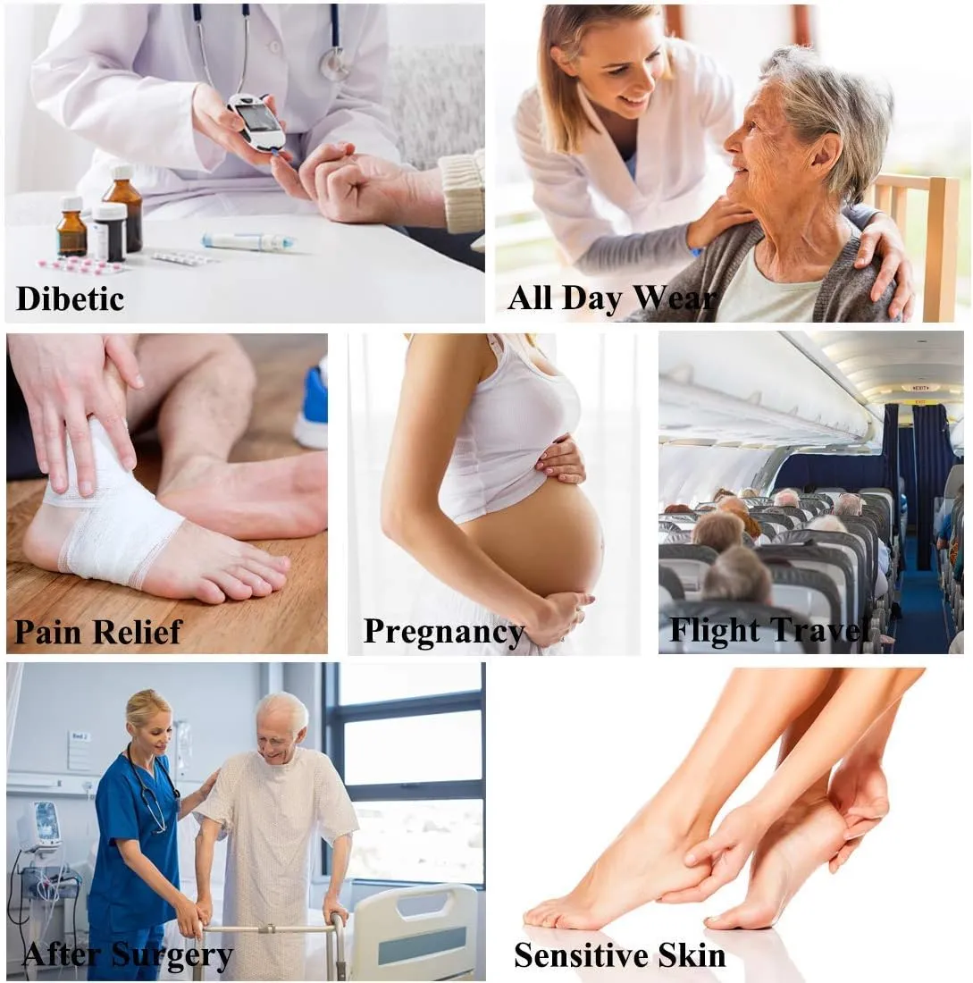 Socks Daze Non-Skid Diabetic Socks for Men Women with Grips, Non-Binding Crew Circulation Half Cushioned Non Slip Socks