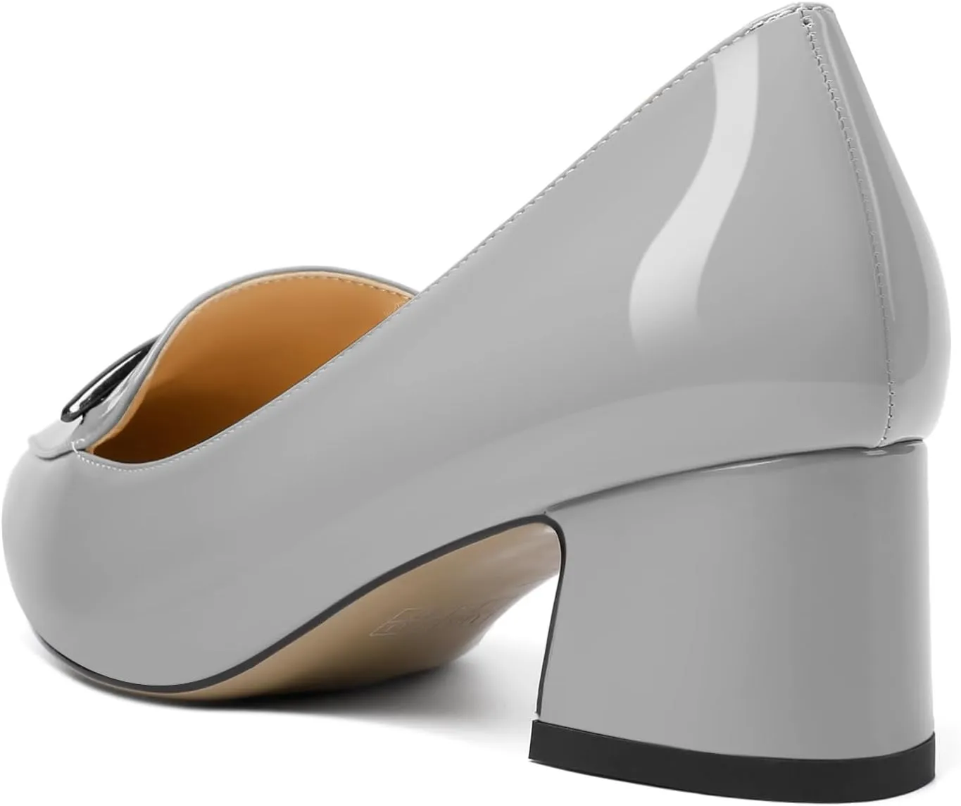 Soireelady Womens Block Heel Low Chunky Heels, Pointed Toe Loafer Heels Slip On Dress Shoes 2 Inches