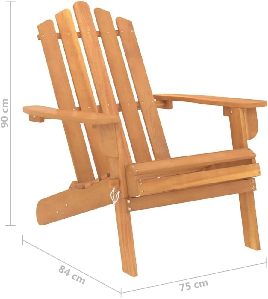 Solid Acacia Wood Adirondack Chair with Foldable Footrest - Patio Lounge Chair Outdoor Furniture for Garden, Poolside & Backyard Relaxation (33.1" D, Oil-Finished)