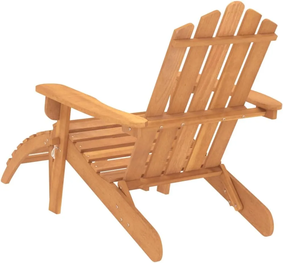 Solid Acacia Wood Adirondack Chair with Foldable Footrest - Patio Lounge Chair Outdoor Furniture for Garden, Poolside & Backyard Relaxation (33.1" D, Oil-Finished)