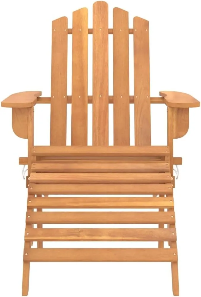 Solid Acacia Wood Adirondack Chair with Foldable Footrest - Patio Lounge Chair Outdoor Furniture for Garden, Poolside & Backyard Relaxation (33.1" D, Oil-Finished)