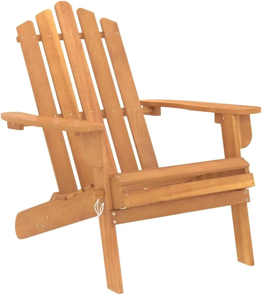 Solid Acacia Wood Adirondack Chairs 2-Piece Set Foldable Outdoor Patio Furniture for Garden, Lawn, Poolside and Beach Relaxation