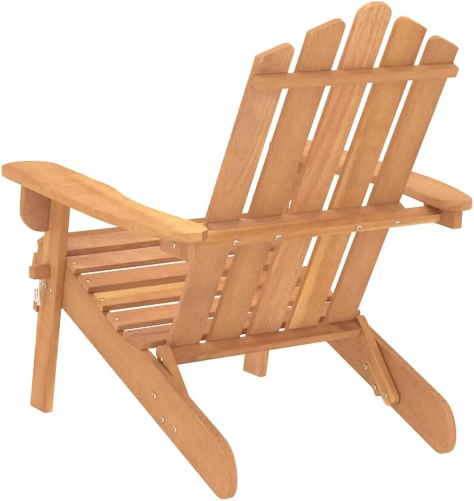 Solid Acacia Wood Adirondack Chairs 2-Piece Set Foldable Outdoor Patio Furniture for Garden, Lawn, Poolside and Beach Relaxation