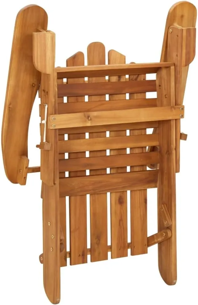 Solid Acacia Wood Adirondack Chairs 2-Piece Set Foldable Outdoor Patio Furniture for Garden, Lawn, Poolside and Beach Relaxation