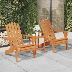 Solid Acacia Wood Adirondack Chairs 2-Piece Set Foldable Outdoor Patio Furniture for Garden, Lawn, Poolside and Beach Relaxation