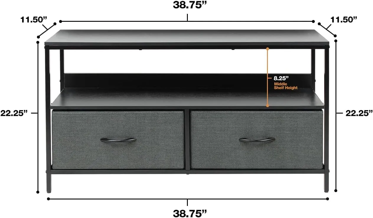 Sorbus TV Stand Dresser with 2 Drawers - Television Riser Chest with Storage - Bedroom, Living Room, Closet, & Dorm Furniture