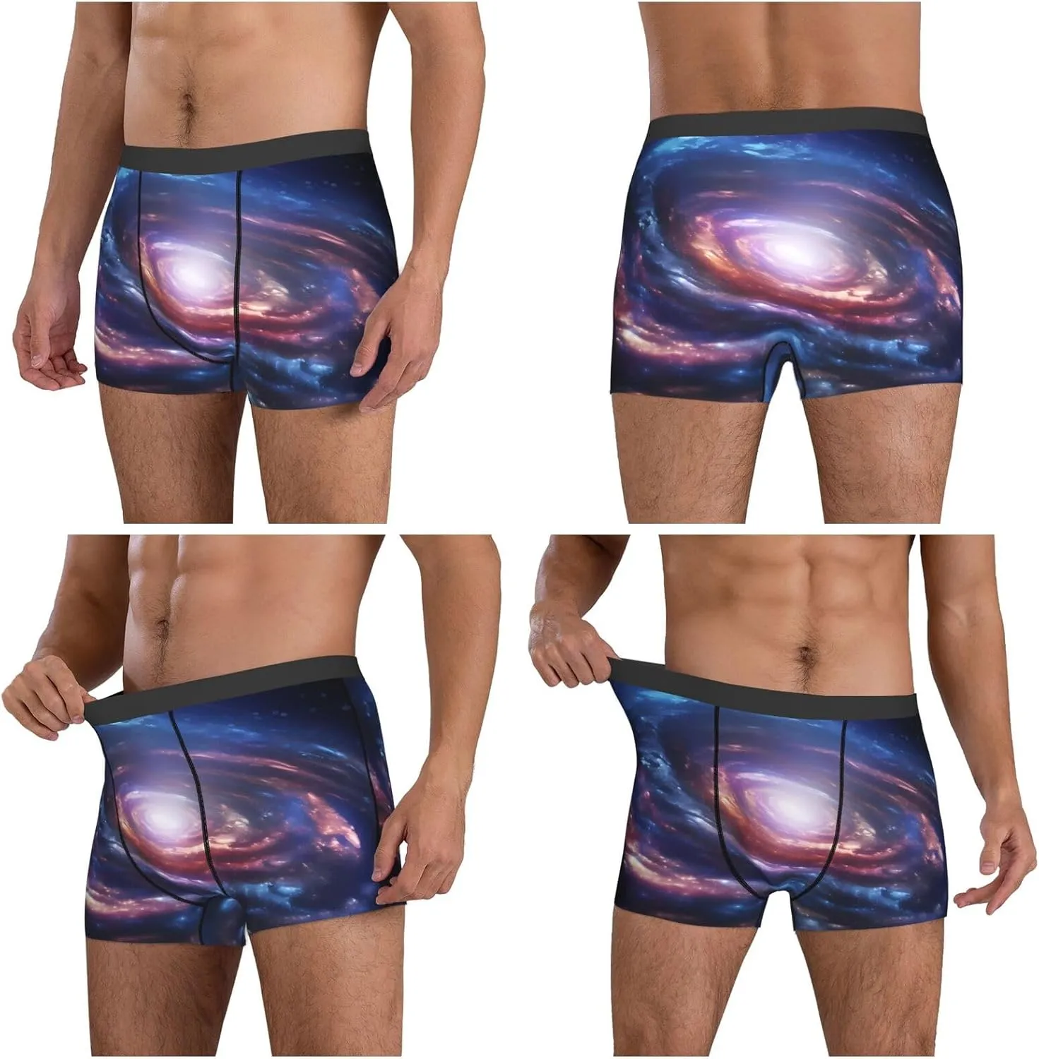 Space Spiral Cosmic Energy Print Men'S Breathable Boxer Briefs Soft Stretch Underwear For All-Day Comfort