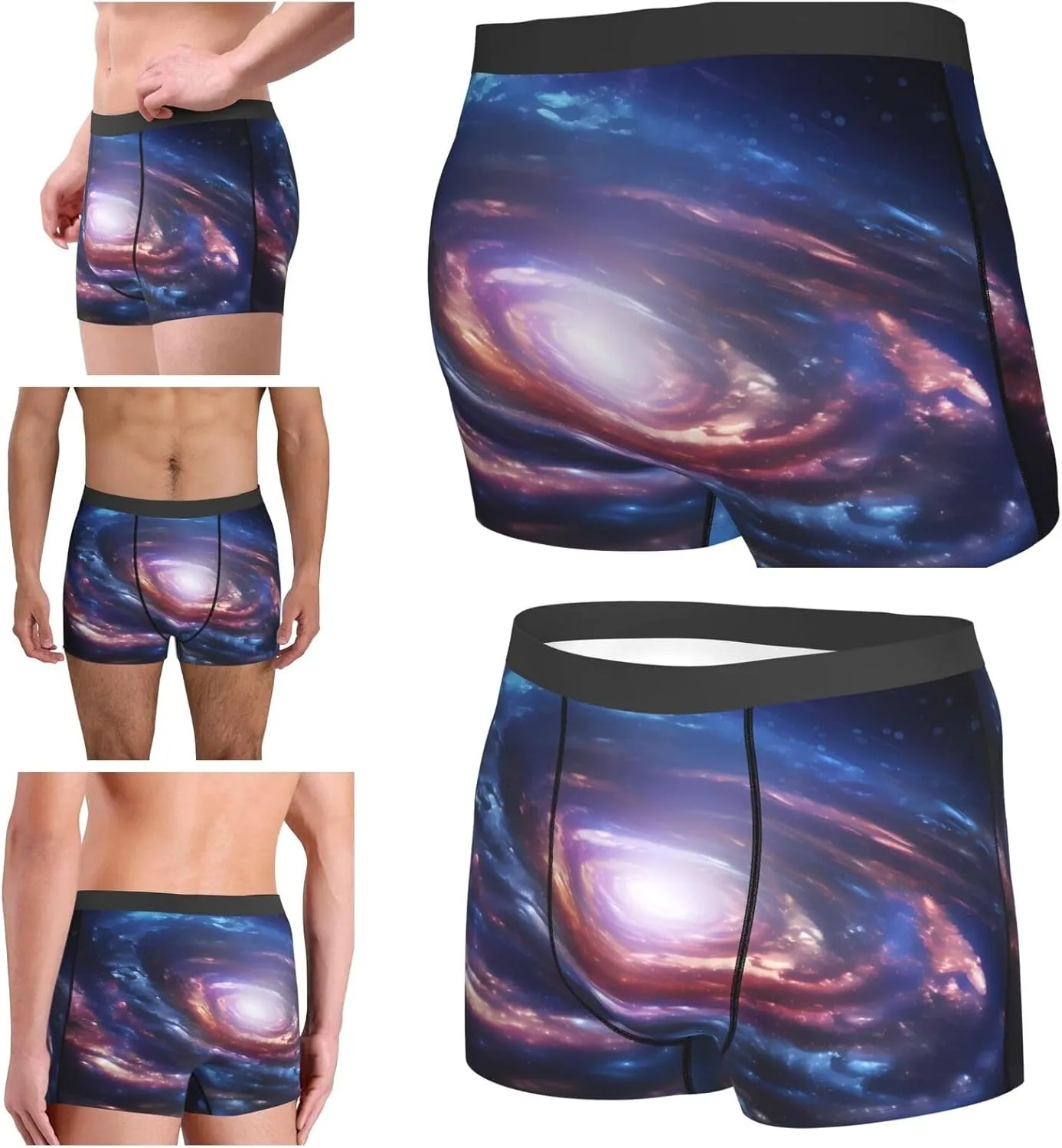 Space Spiral Cosmic Energy Print Men'S Breathable Boxer Briefs Soft Stretch Underwear For All-Day Comfort