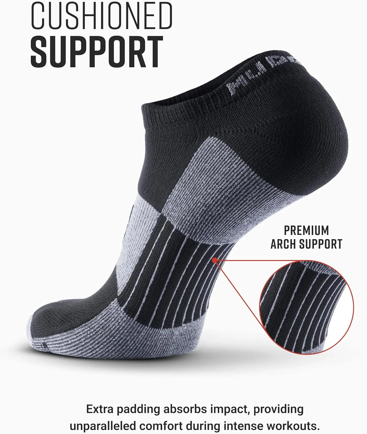 Spartan Race No-Show Running Socks, Cushioned, Non-Slip, Breathable Compression Athletic Ankle Socks, 2-Pack