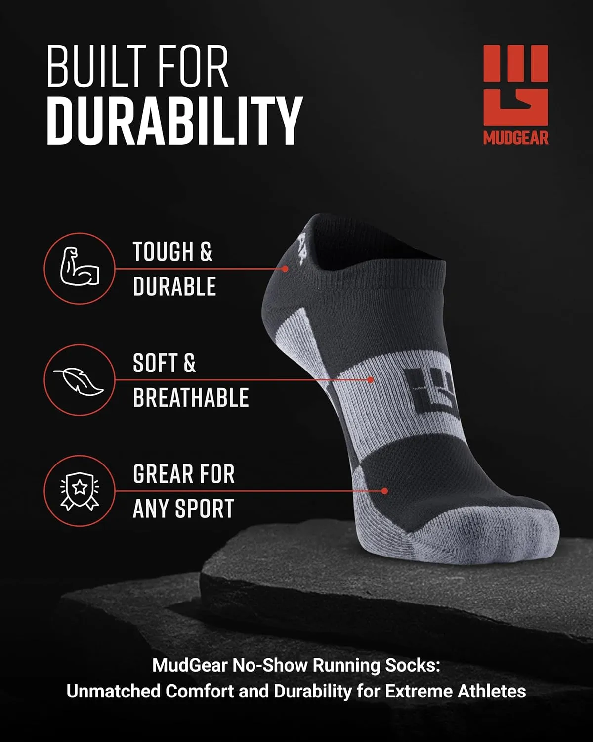 Spartan Race No-Show Running Socks, Cushioned, Non-Slip, Breathable Compression Athletic Ankle Socks, 2-Pack
