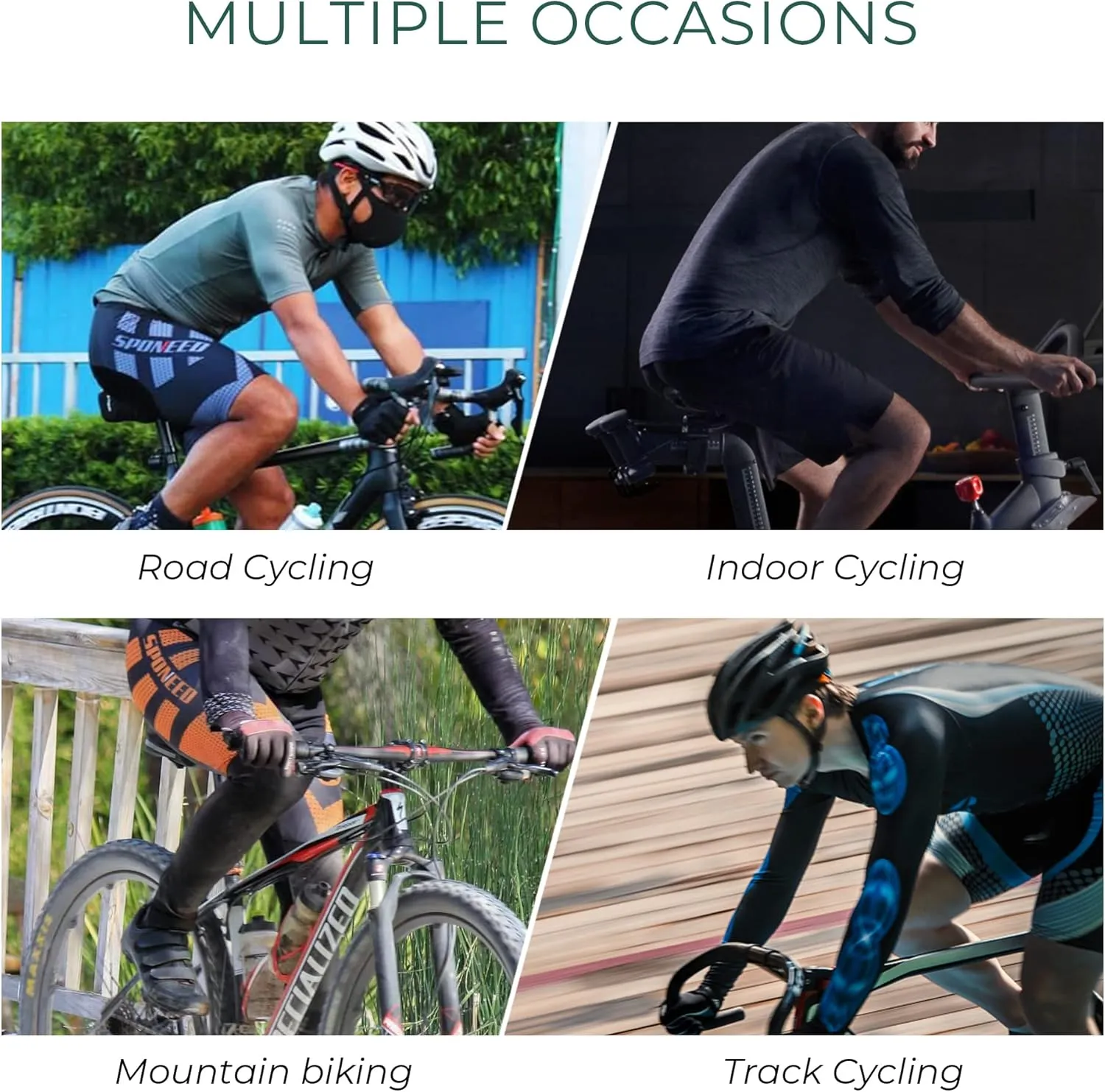 sponeed Men Bike Shorts Cushioned Biking Wear Gear Road Cycling Bottoms