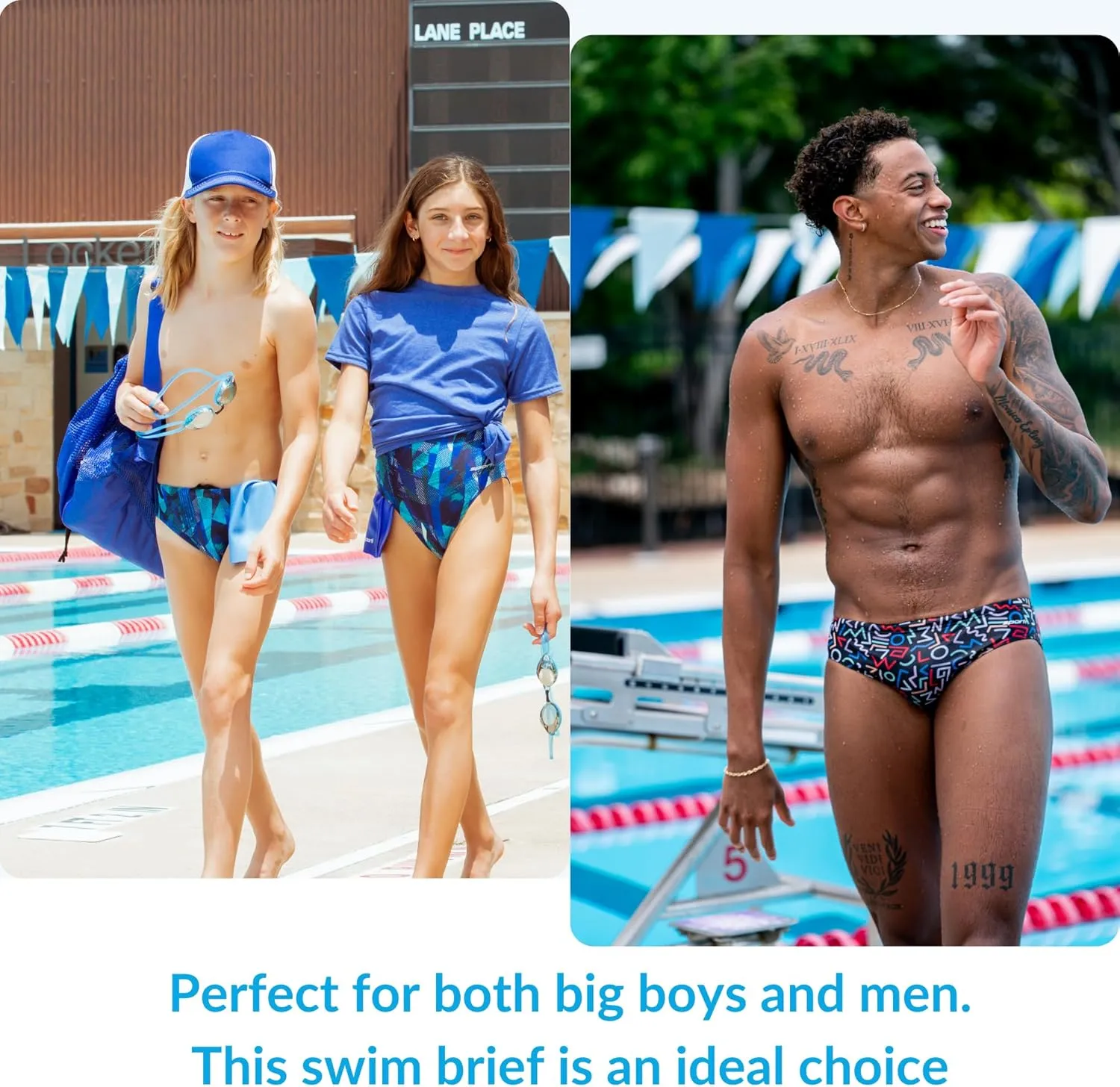 Sporti Men's Swim Briefs with Hydrolast Tech - Bathing Suit for Swimmer - Men's Athletic Swimwear Briefs for Lap Swimming