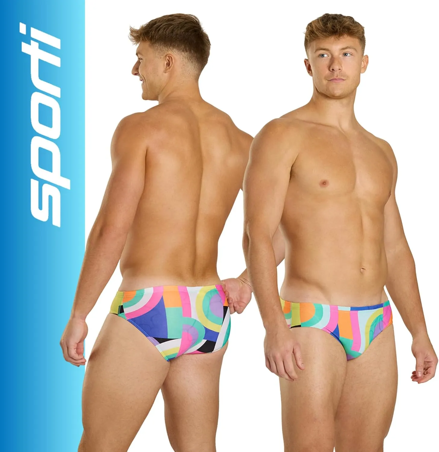 Sporti Men's Swim Briefs with Hydrolast Tech - Bathing Suit for Swimmer - Men's Athletic Swimwear Briefs for Lap Swimming