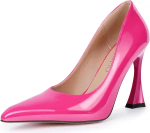Stiletto Mid Heel for Women Pointed Toe Stiletto Heels Closed Toe Pumps Slip on High Heels 4 inch Dress Pumps