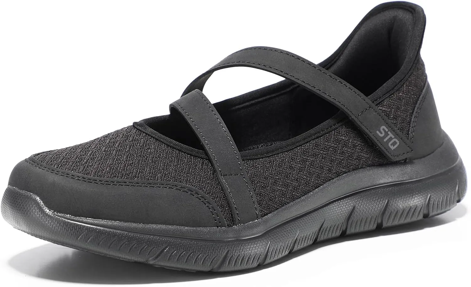 STQ Wide Toe Box Sneakers Womens Adjustable Mary Jane Walking Shoes