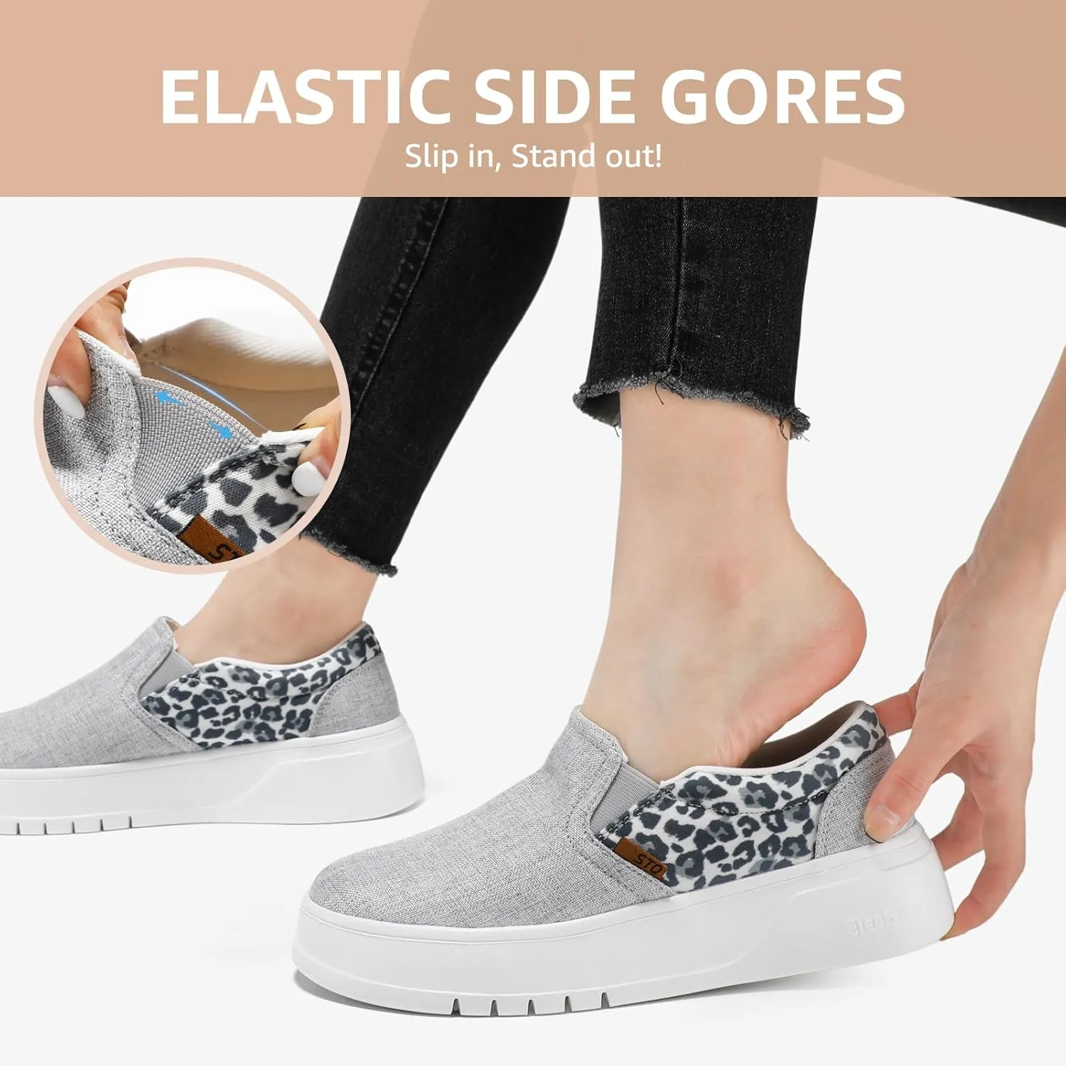 STQ Womens Platform Sneakers Slip On Shoes Comfortable Business Casual Fall Loafers