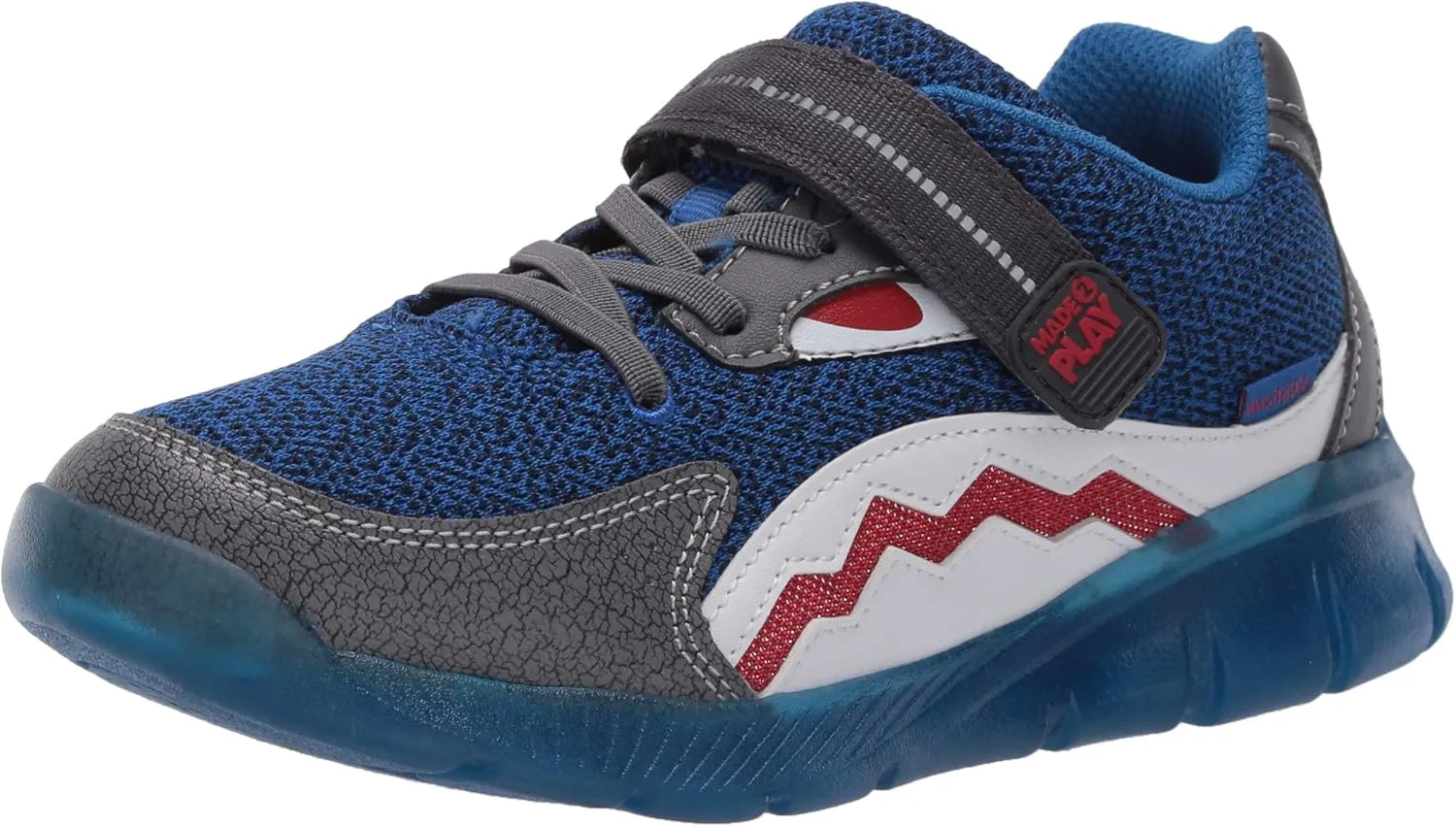 Stride Rite boys Lighted Shark Sneaker, Black/Blue, 12.5 Little Kid US