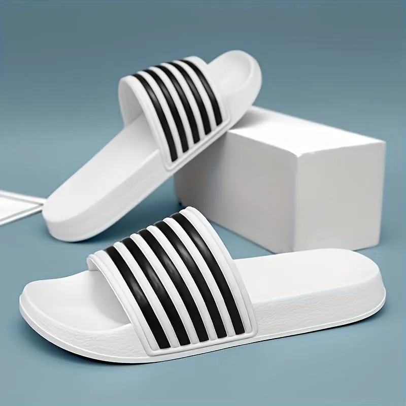 Striped Slides - Quick-Dry, Non-Slip Beach & Shower Sandals, Indoor/Outdoor Use