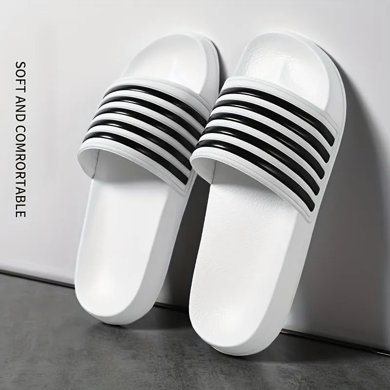 Striped Slides - Quick-Dry, Non-Slip Beach & Shower Sandals, Indoor/Outdoor Use