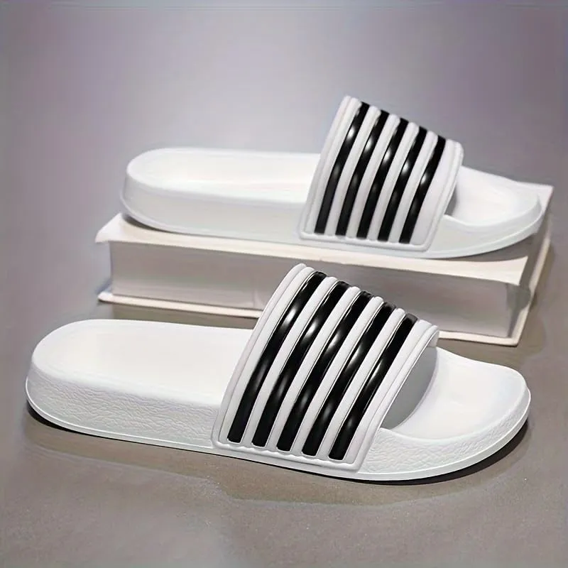 Striped Slides - Quick-Dry, Non-Slip Beach & Shower Sandals, Indoor/Outdoor Use