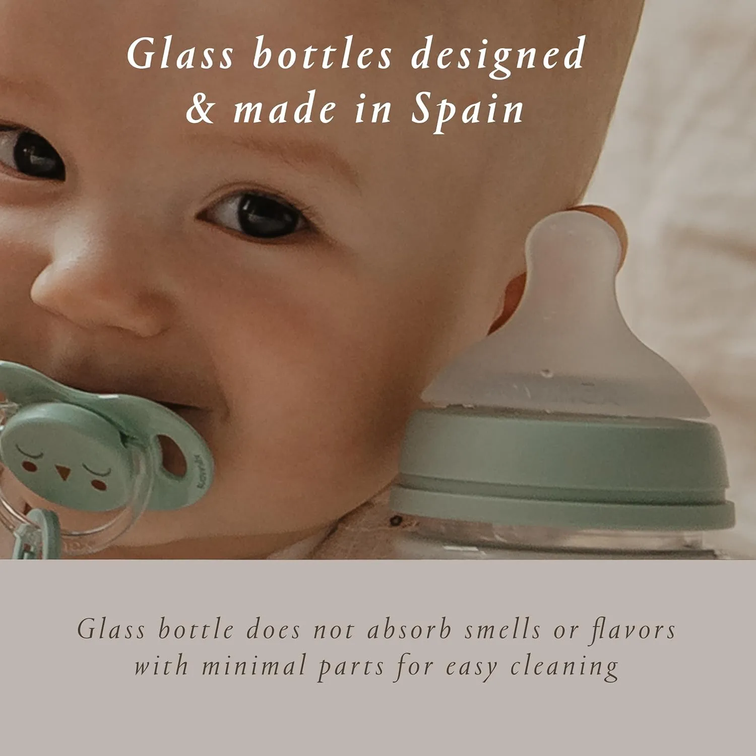 Suavinex Bonhomia Glass Baby Bottle with SX PRO Silicone Nipple, Anti Colic Baby Bottles, Baby Bottles for Breastfed Babies, Slow Flow, 0mo, 4oz, Pink