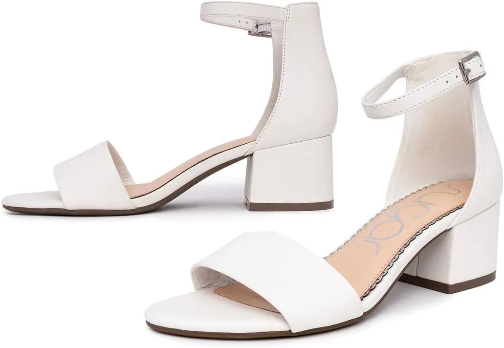 Sugar Women's Block Heel Sandals – Open Toe, Ankle Strap, Comfortable Dress Shoes for Weddings & Casual Wear