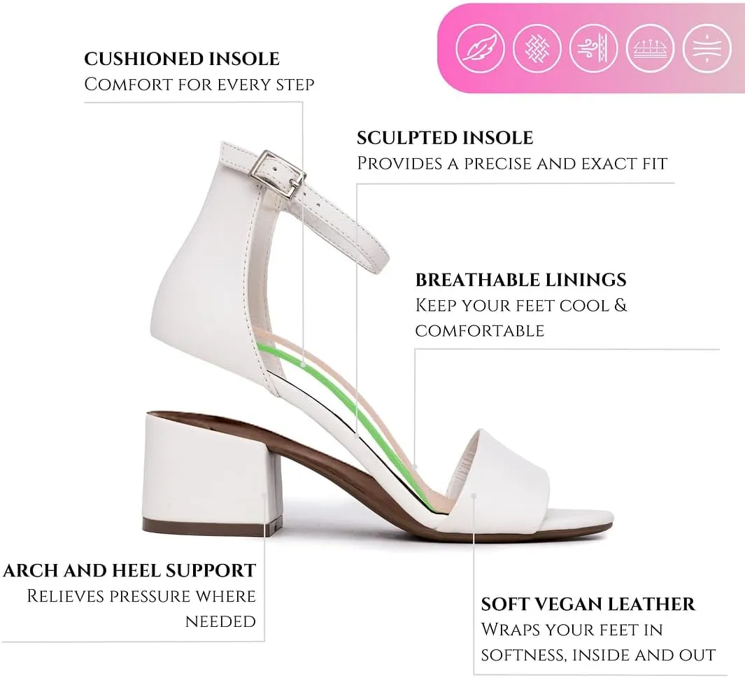 Sugar Women's Block Heel Sandals – Open Toe, Ankle Strap, Comfortable Dress Shoes for Weddings & Casual Wear
