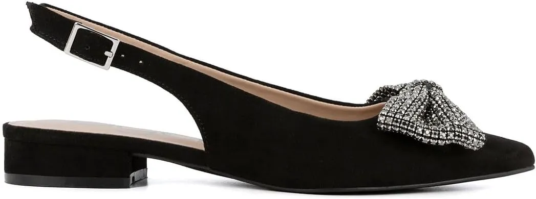 Sugar Women's Dress Flats – Stylish Pointed Toe Slip-On Shoes with Bow Detail, Comfortable Cushioned Footbed for Work, Casual, or Evening Wear - Clovis