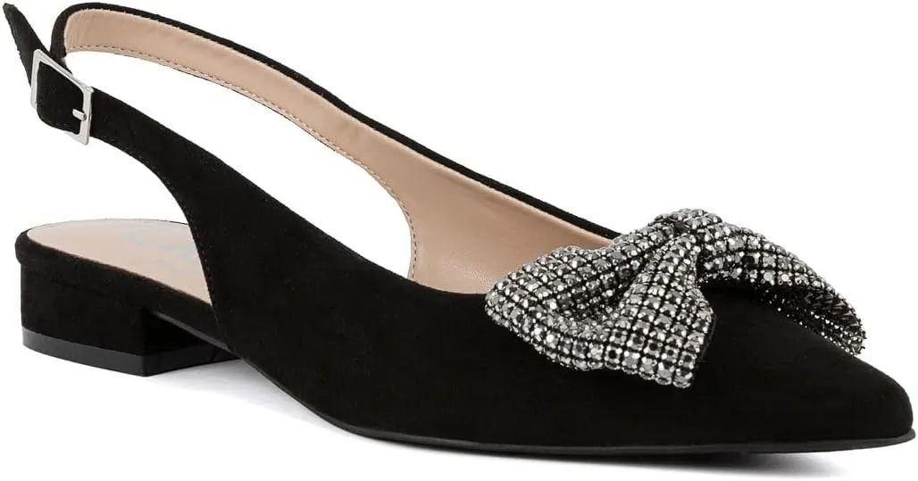 Sugar Women's Dress Flats – Stylish Pointed Toe Slip-On Shoes with Bow Detail, Comfortable Cushioned Footbed for Work, Casual, or Evening Wear - Clovis