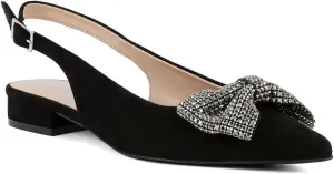 Sugar Women's Dress Flats – Stylish Pointed Toe Slip-On Shoes with Bow Detail, Comfortable Cushioned Footbed for Work, Casual, or Evening Wear - Clovis
