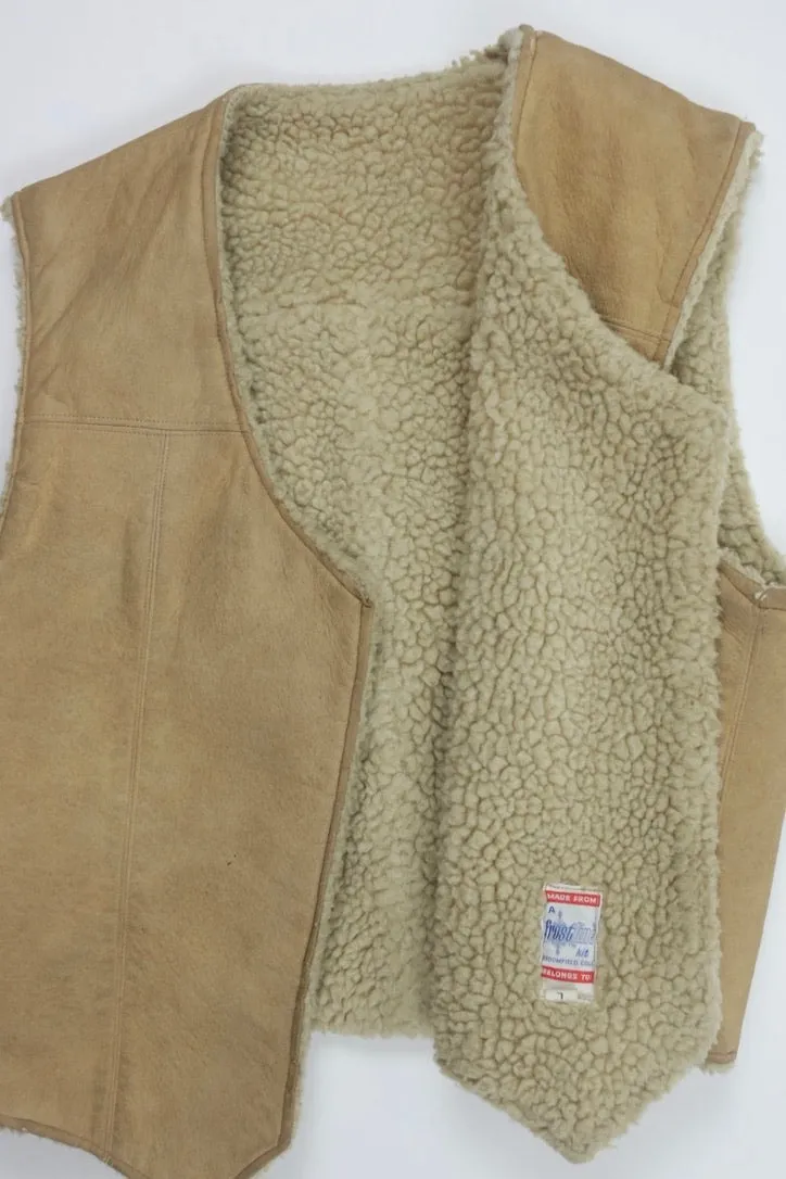 Tan Leather Sherpa Vest