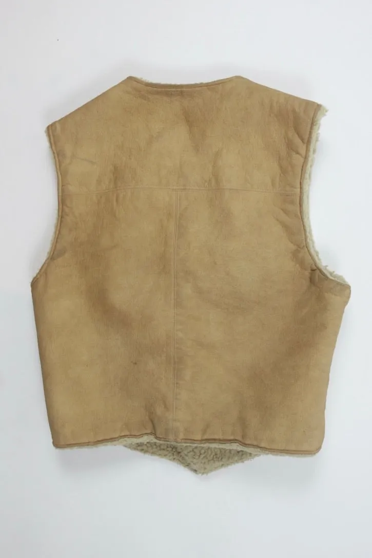 Tan Leather Sherpa Vest