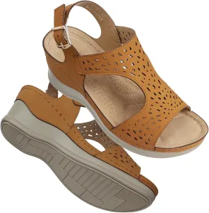 TEMOFON Womens Sandals Wedge Platform: Summer Ankle Strap Open Toe Wedge - Dressy Sandals Women - Comfortable Walking Low Sandal