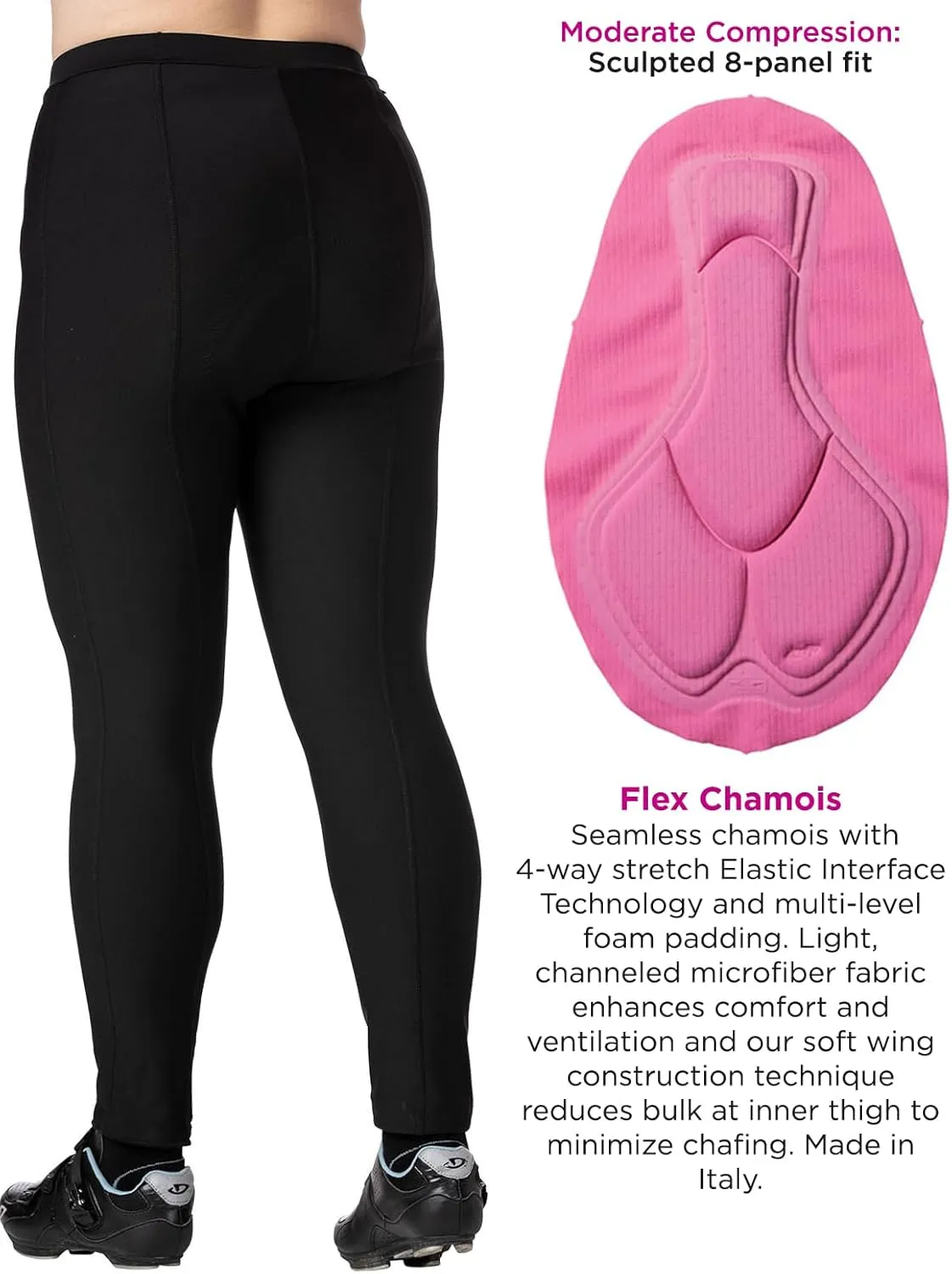 Terry Cycling Padded Bike Pants Womens Coolweather Tight Plus Size 28" Warm Fleece Leggings For Women With Padding Pocket