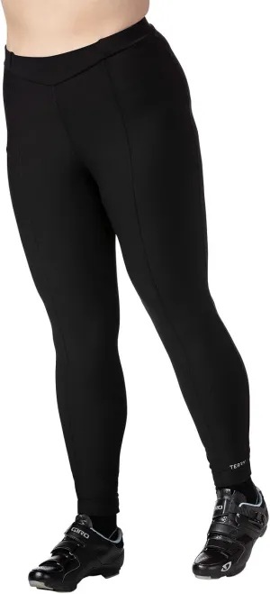 Terry Cycling Padded Bike Pants Womens Coolweather Tight Plus Size 28" Warm Fleece Leggings For Women With Padding Pocket