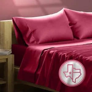 TEXAS LINEN CO. 100% Egyptian Cotton King Bed Sheets - 800 Thread Count 4 PC Burgundy King Sheet Set, Sateen Weave Luxury Hotel Sheets, Cooling Bedsheet, 16" Deep Pocket (Fits Upto 18" Mattress)