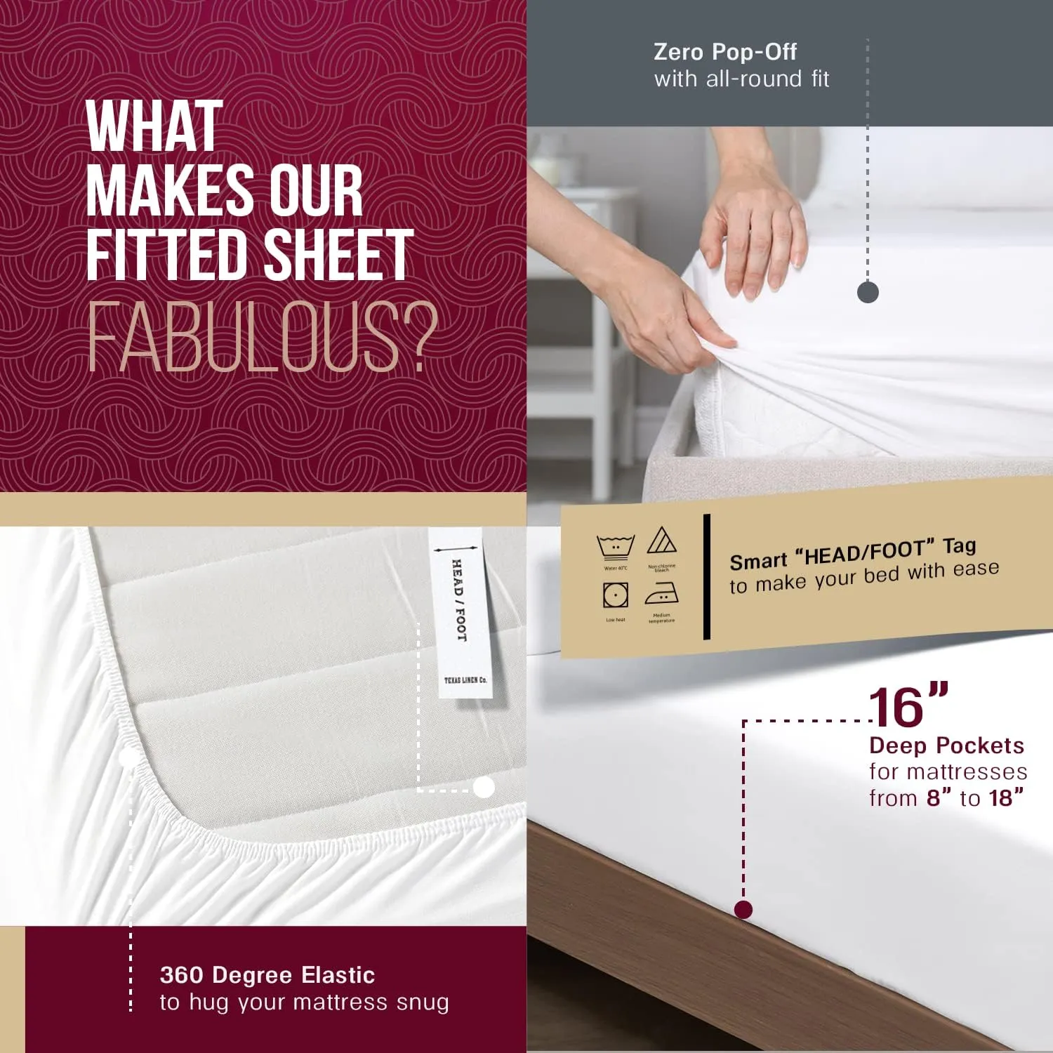 TEXAS LINEN CO. 100% Egyptian Cotton King Bed Sheets - 800 Thread Count 4 PC Burgundy King Sheet Set, Sateen Weave Luxury Hotel Sheets, Cooling Bedsheet, 16" Deep Pocket (Fits Upto 18" Mattress)