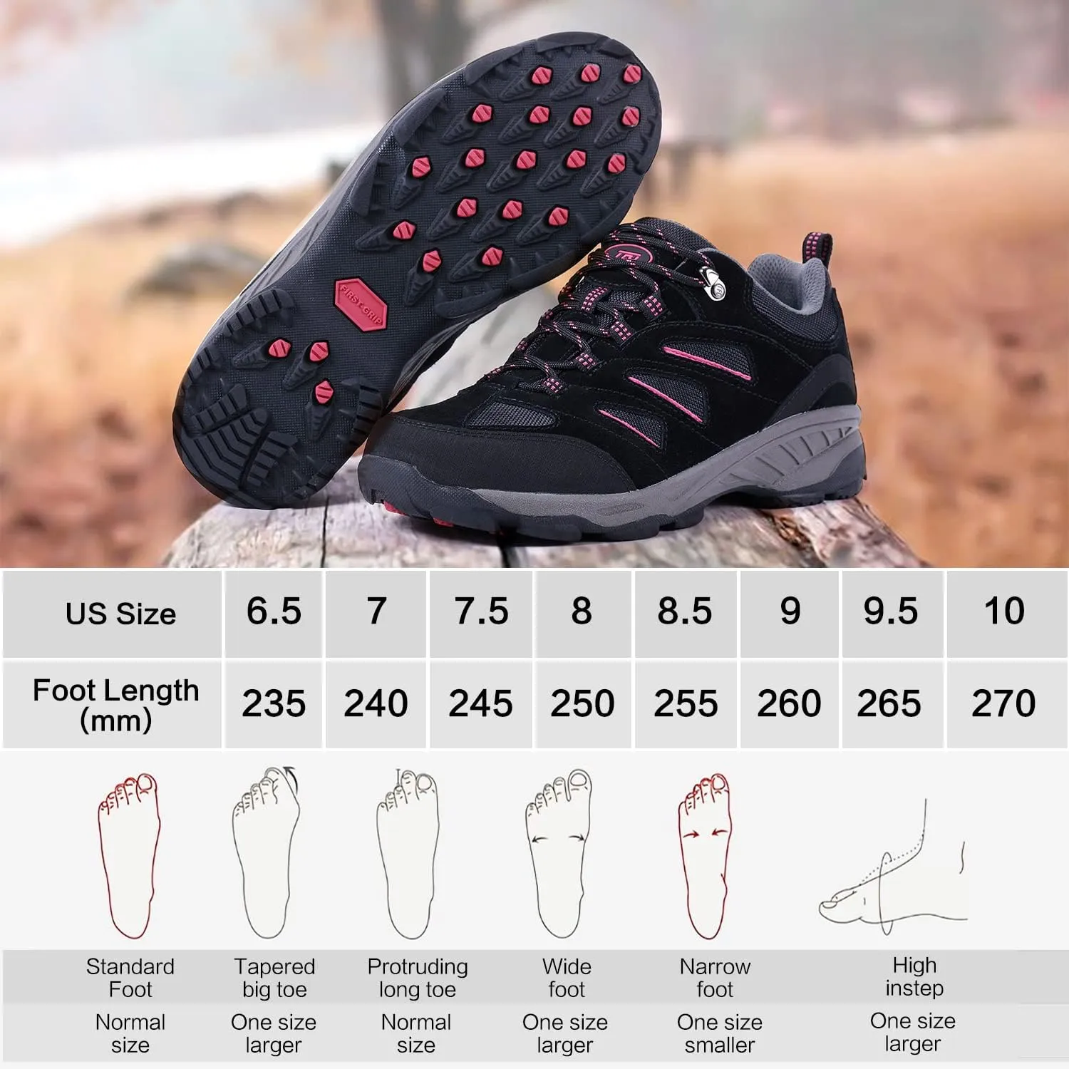 TFO Women's Air Cushion Hiking Shoe Breathable Running Outdoor Sports Trail Trekking Sneaker