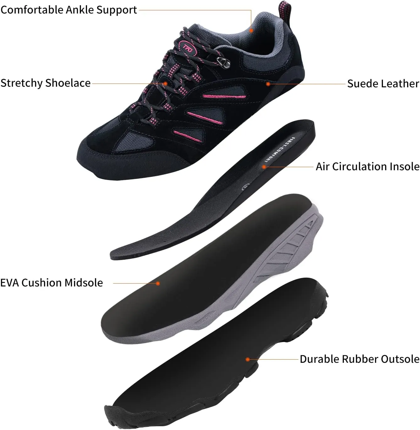 TFO Women's Air Cushion Hiking Shoe Breathable Running Outdoor Sports Trail Trekking Sneaker