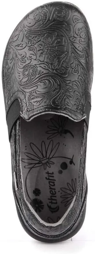 Therafit Annie Women's Slip Resistant Leather Slip On - for Plantar Fasciitis/Foot Pain