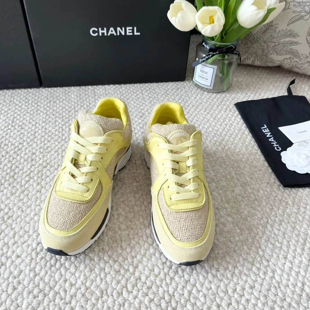 Time-saving AND SNEAKER IN CHANEL TWEED Contemporary SUEDE WOOL LIGHT YELLOW