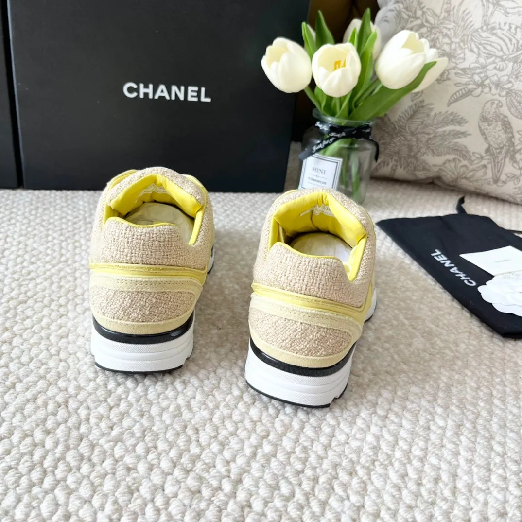 Time-saving AND SNEAKER IN CHANEL TWEED Contemporary SUEDE WOOL LIGHT YELLOW