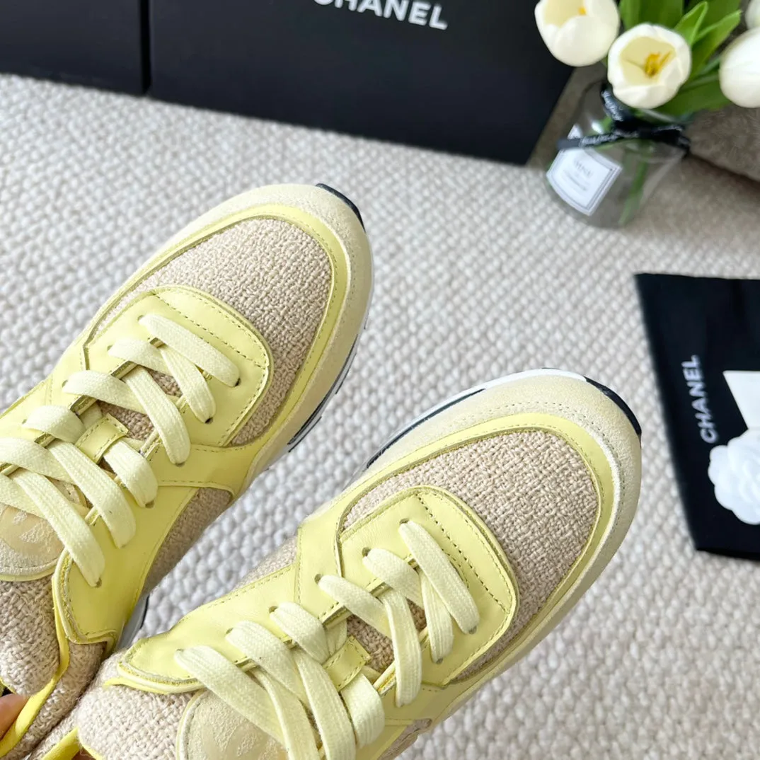 Time-saving AND SNEAKER IN CHANEL TWEED Contemporary SUEDE WOOL LIGHT YELLOW