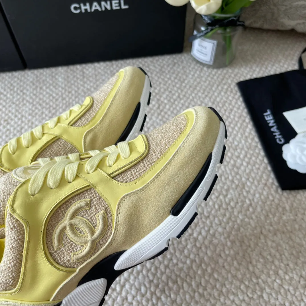 Time-saving AND SNEAKER IN CHANEL TWEED Contemporary SUEDE WOOL LIGHT YELLOW