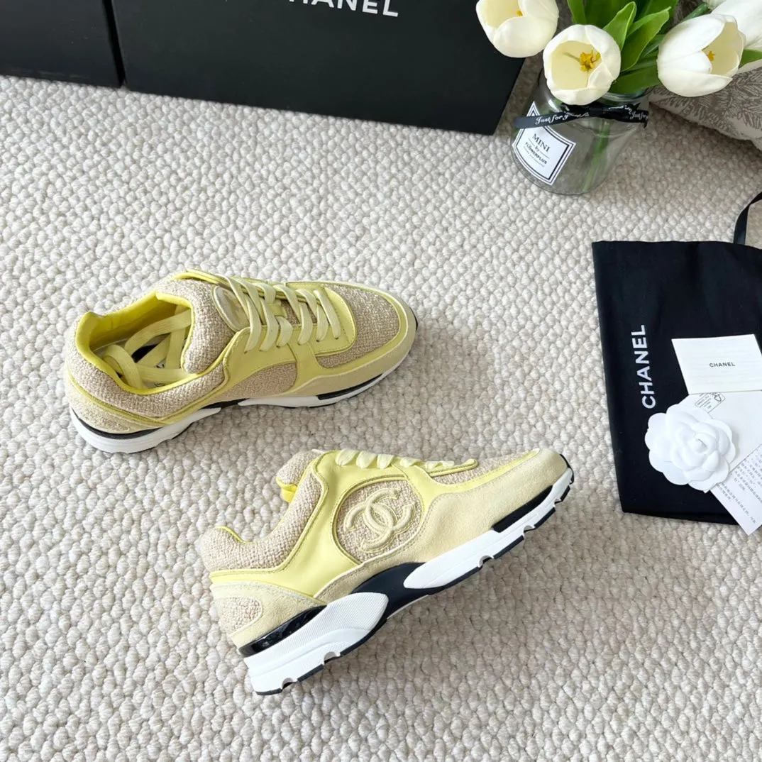Time-saving AND SNEAKER IN CHANEL TWEED Contemporary SUEDE WOOL LIGHT YELLOW