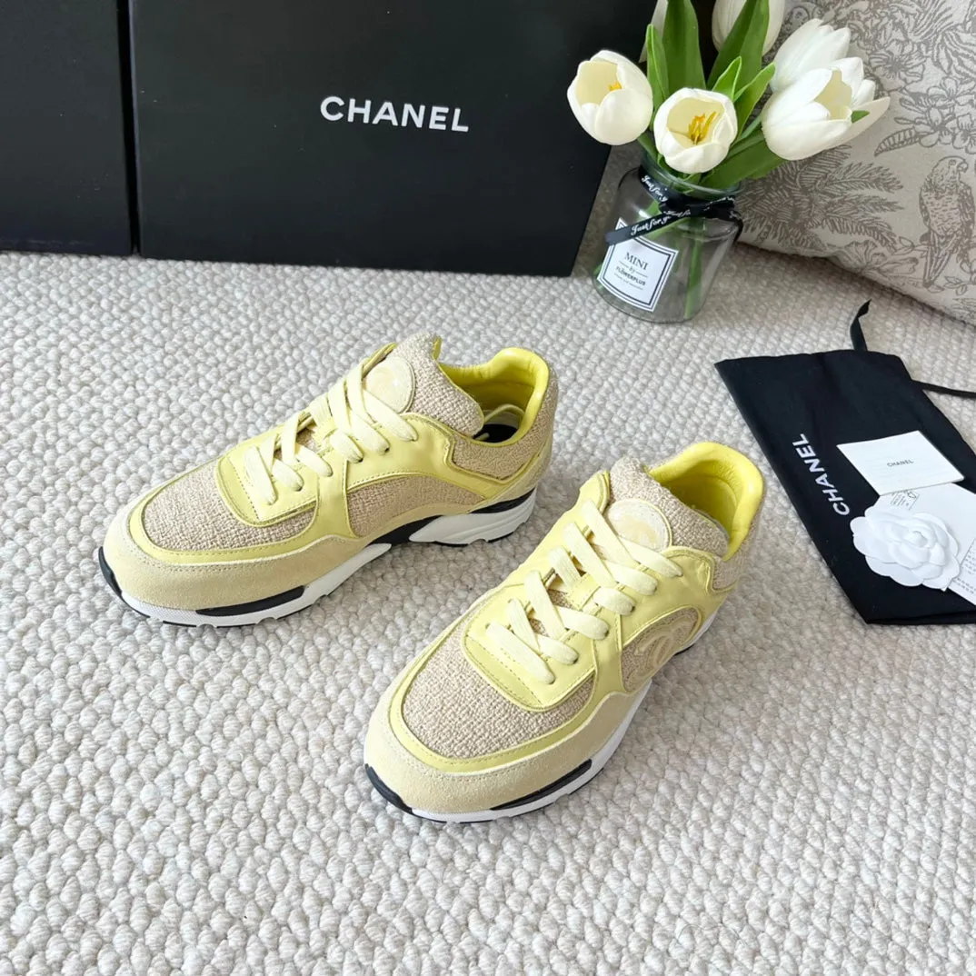 Time-saving AND SNEAKER IN CHANEL TWEED Contemporary SUEDE WOOL LIGHT YELLOW